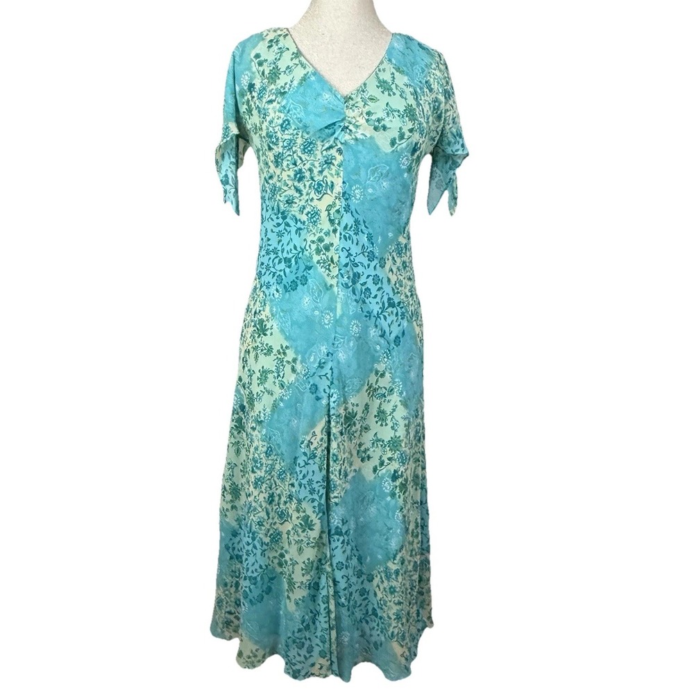 Vtg Dress Barn Midi‎ Dress Womens 10 Floral Boho 90s Y2K Fairy Patchwork Phoebe